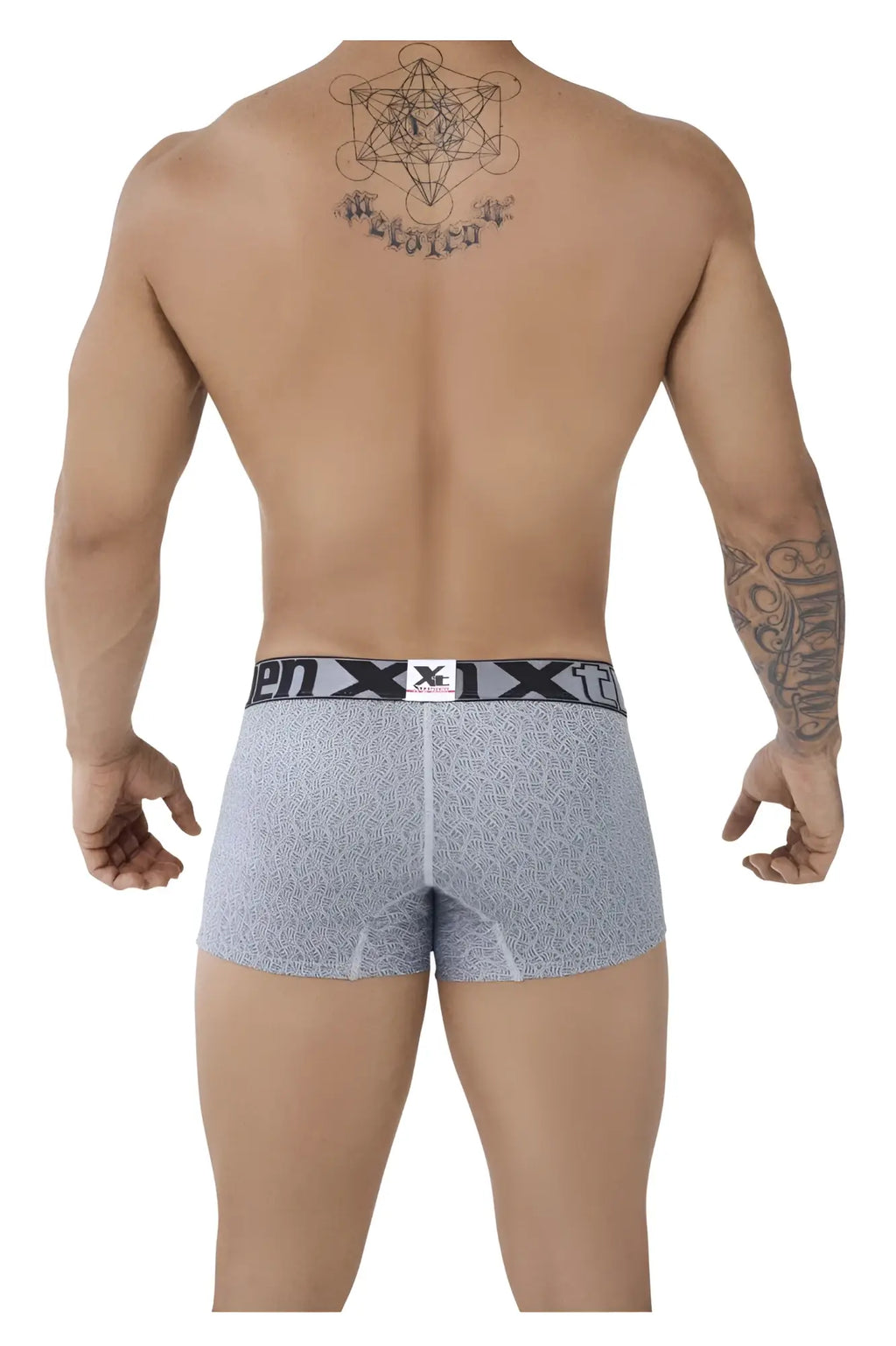 Gray patterned men’s microfiber jacquard boxer briefs with black waistband and enxix logo xtremen 51478c trunks