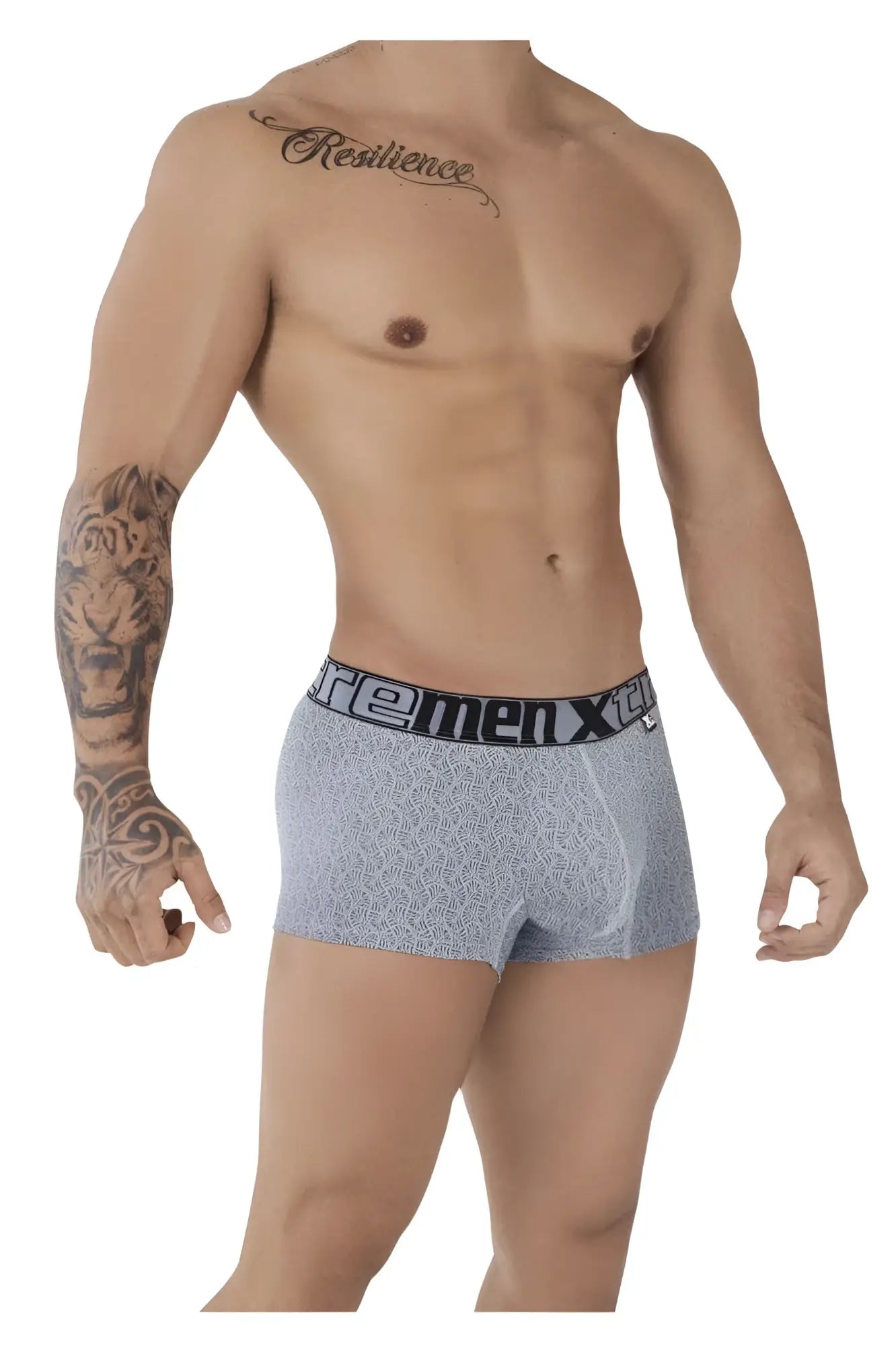 Gray patterned men’s microfiber jacquard trunks with black freemen x waistband xtremen 51478c