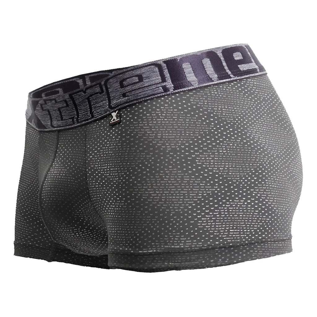 Dark gray xtremen 54446c jacquard stripes men’s boxer briefs with subtle dotted texture and elastic extreme waistband