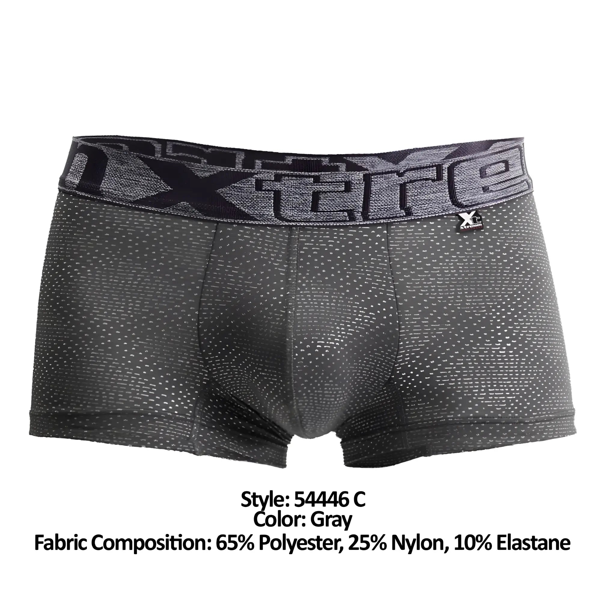 Gray xtremen 54446c jacquard stripes boxer briefs with textured dotted pattern and elastic waistband logo