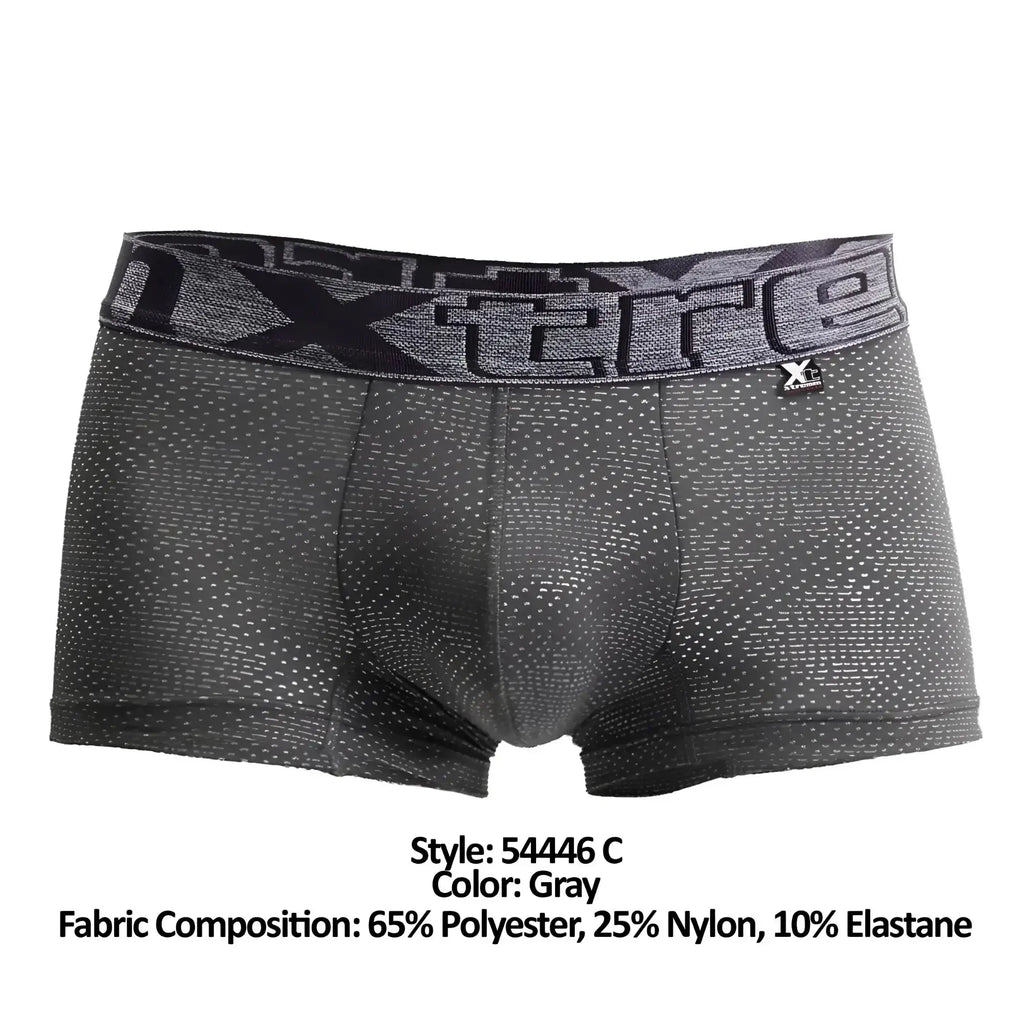 Gray xtremen 54446c jacquard stripes boxer briefs with textured dotted pattern and elastic waistband logo
