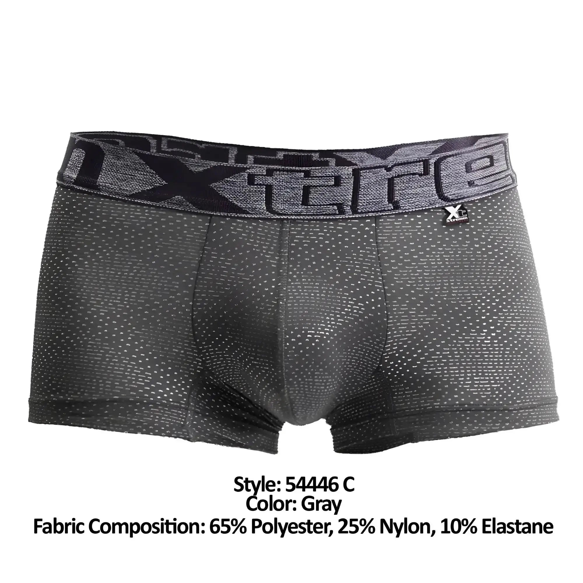 Gray xtremen 54446c jacquard stripes boxer briefs with textured dotted pattern and elastic waistband logo