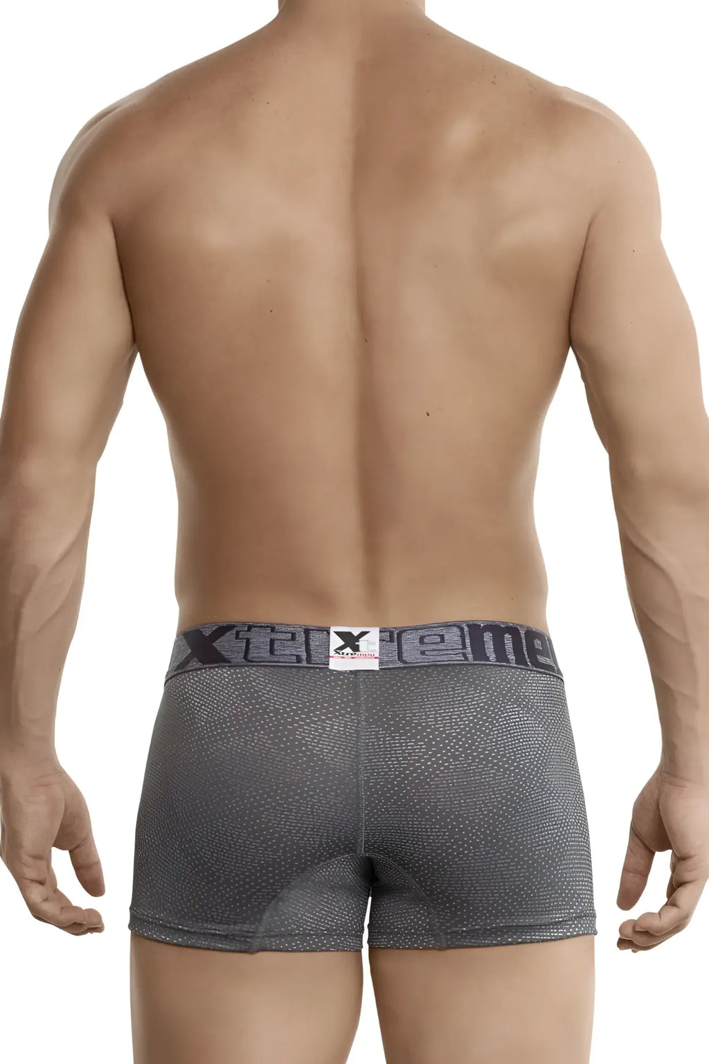 Gray xtremen 54446c jacquard stripes boxer briefs with textured fabric and dark gray waistband with xtreme logo