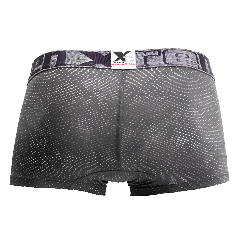 Gray xtremen 54446c jacquard stripes boxer briefs with textured dotted pattern and elastic waistband with brand logo