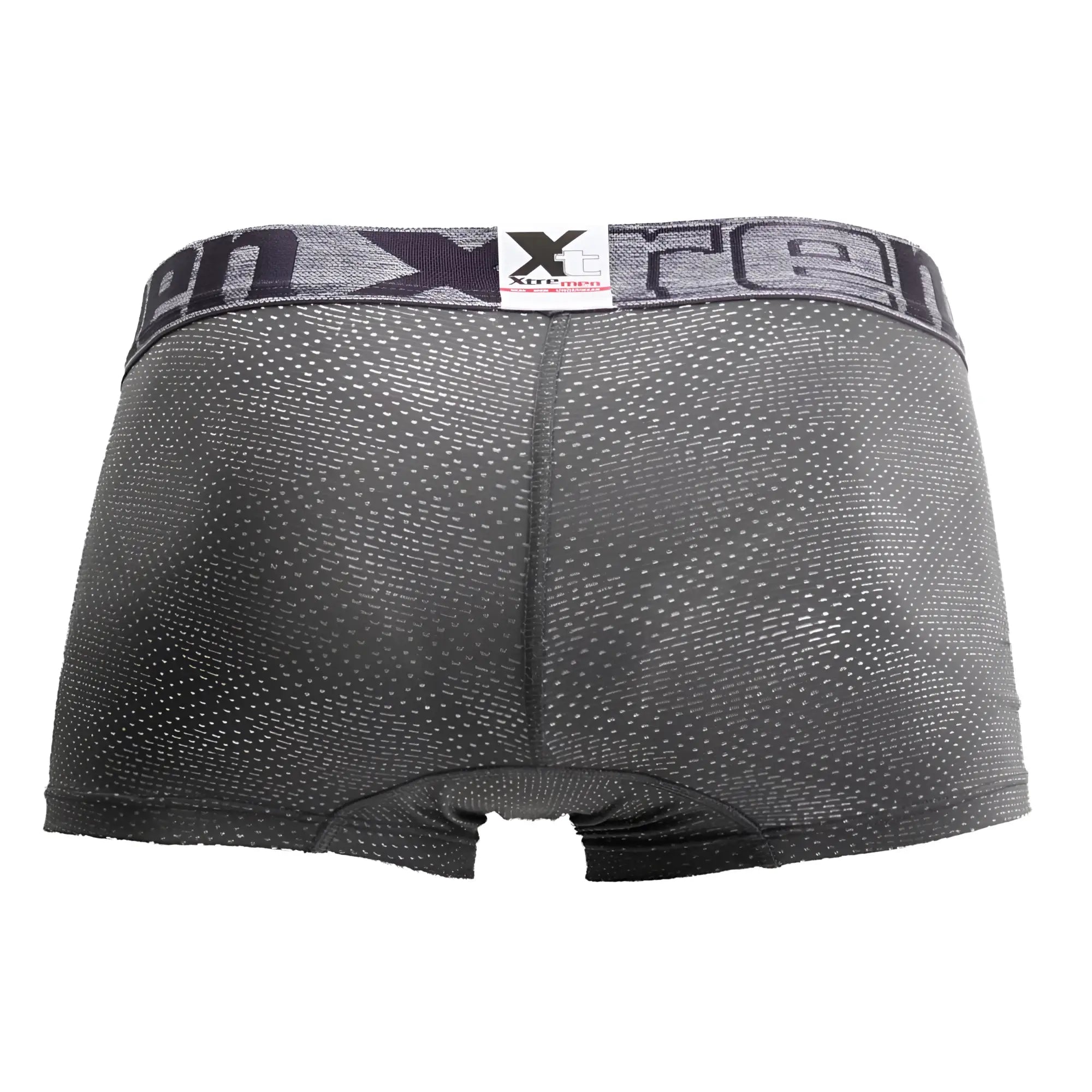 Gray xtremen 54446c jacquard stripes boxer briefs with textured dotted pattern and elastic waistband with brand logo
