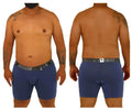 Blue xtremen 70001 plus men’s boxer briefs with gray elastic waistband featuring extremenx logo for comfortable support