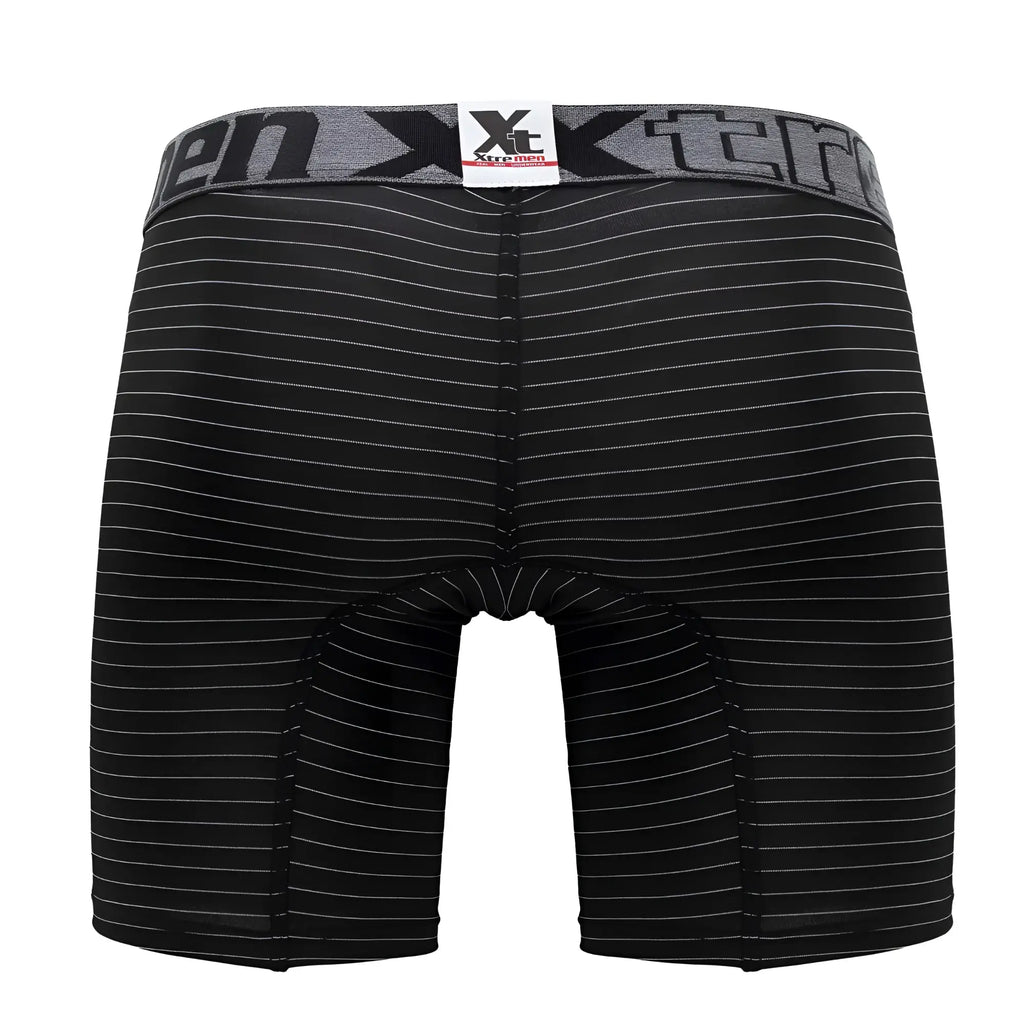 Black and gray striped men’s boxer briefs with branded waistband xtremen 70004 plus comfortable fit