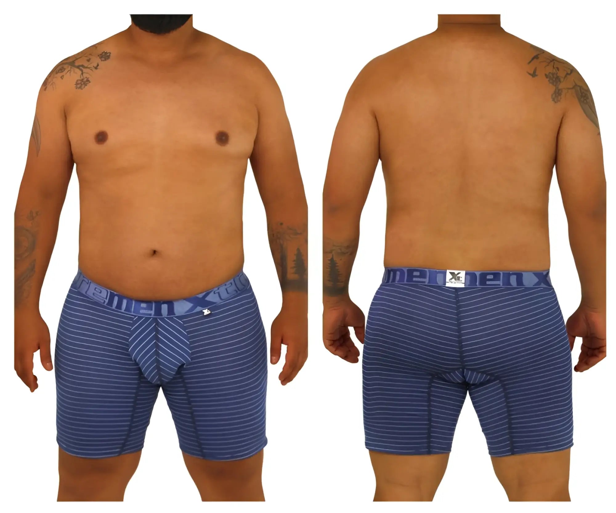 Blue striped men’s boxer briefs with branded waistband xtremen 70004 plus in breathable fabric for everyday comfort