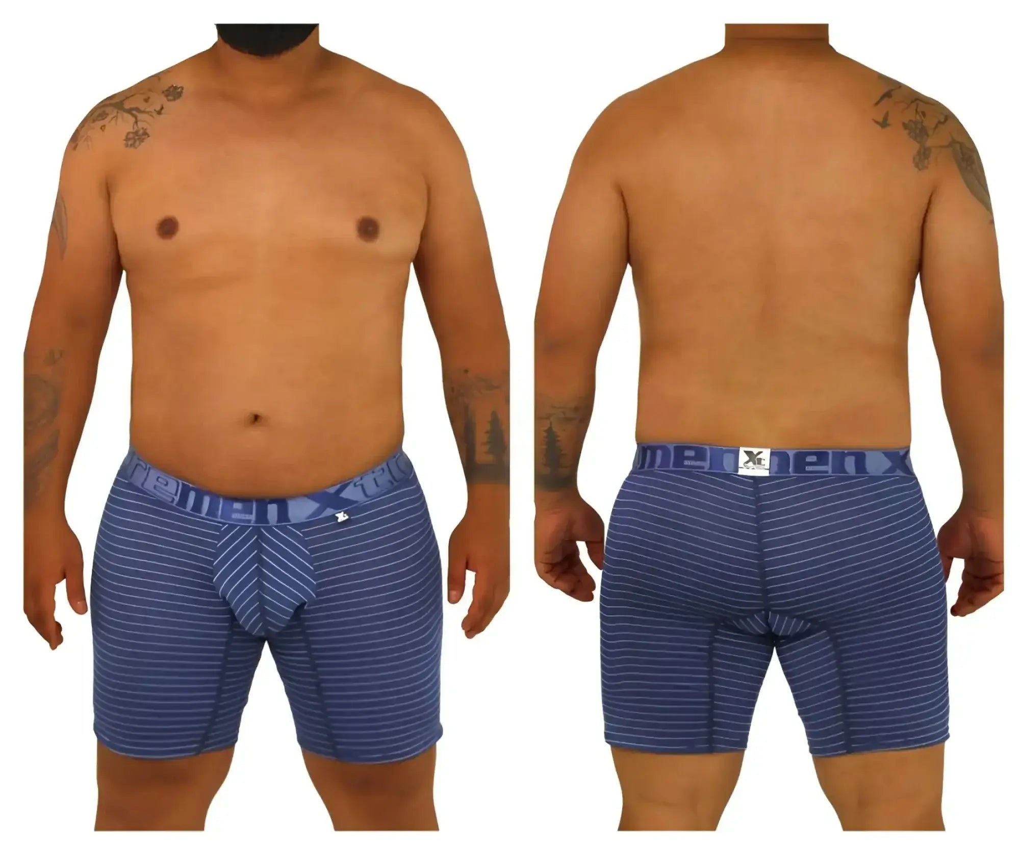 Blue striped men’s boxer briefs with branded waistband xtremen 70004 plus in breathable fabric for everyday comfort