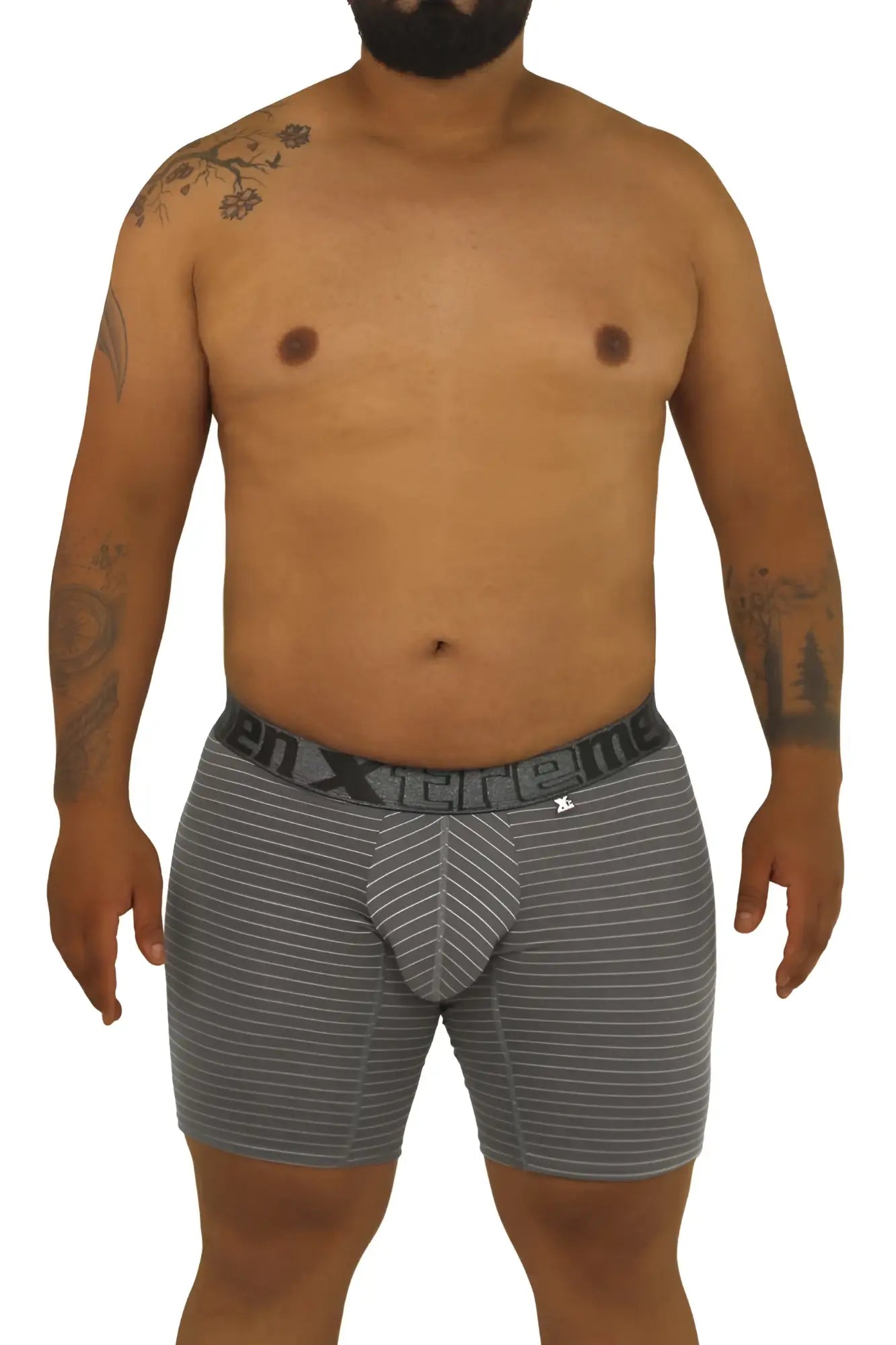 Gray striped boxer briefs with black elastic waistband branded xtreme from Xtremen 70004 Plus collection
