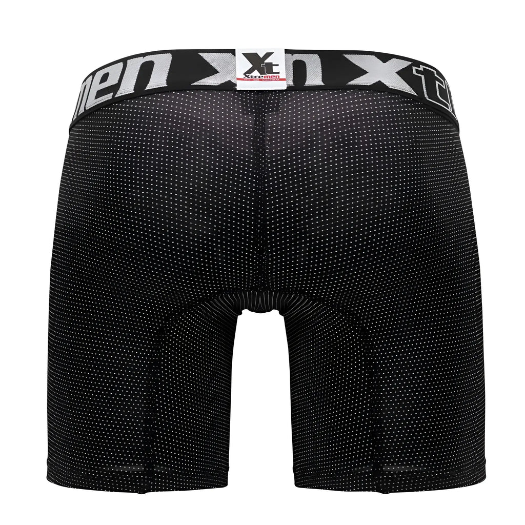 Black men’s boxer briefs xtremen 70005 plus with textured dotted fabric and white logo band featuring xtreme branding