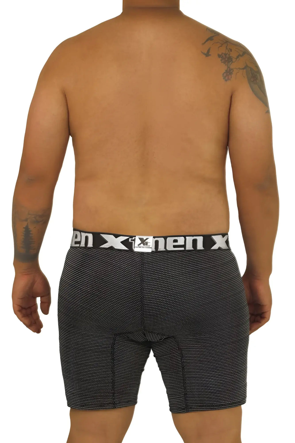 Xtremen 70005 Plus black and white patterned men’s boxer briefs with branded waistband for comfortable everyday wear