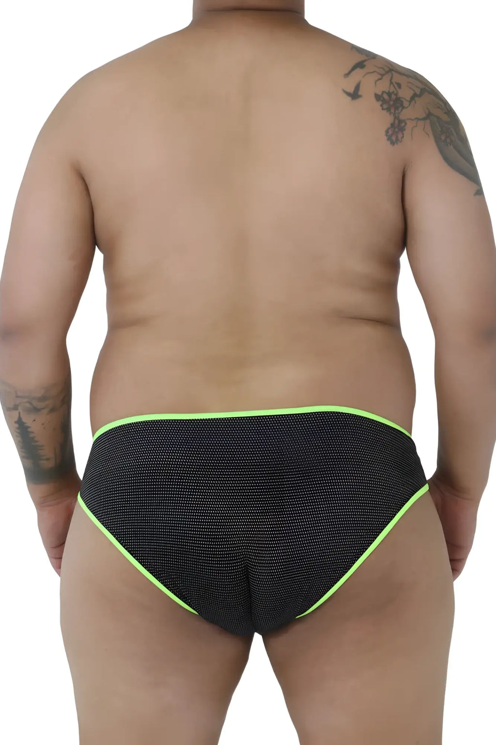 Black mesh microfiber briefs with neon green trim from Xtremen 91021X offering breathable comfort