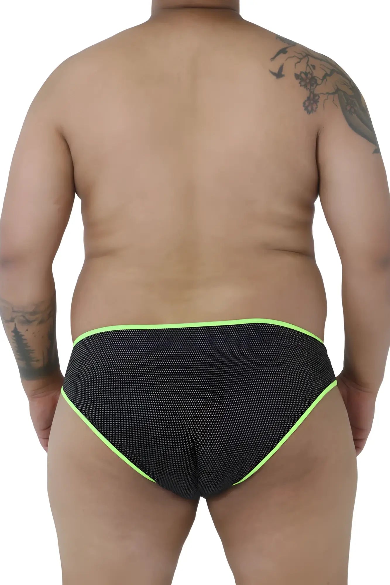 Black mesh microfiber briefs with neon green trim from Xtremen 91021X offering breathable comfort