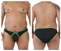 Black mesh microfiber briefs xtremen 91021x with neon green trim and a small white logo on the front