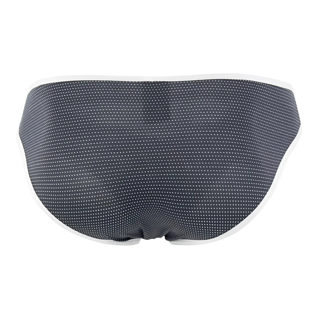 Dark gray Xtremen 91021X microfiber briefs with subtle white dots and contrasting white waistband trim