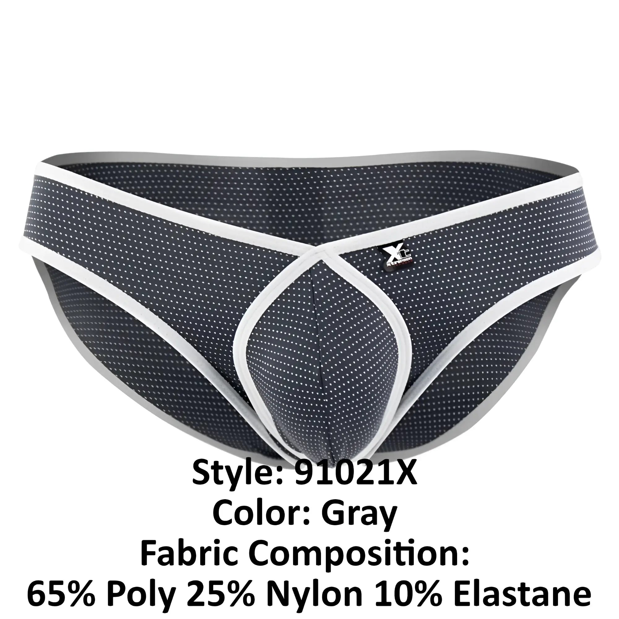 Xtremen 91021X microfiber gray briefs with white trim and a subtle dot texture front view