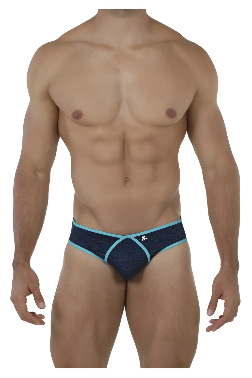 Xtremen 91074 microfiber briefs in dark blue feature a navy and light blue patterned design with subtle texture