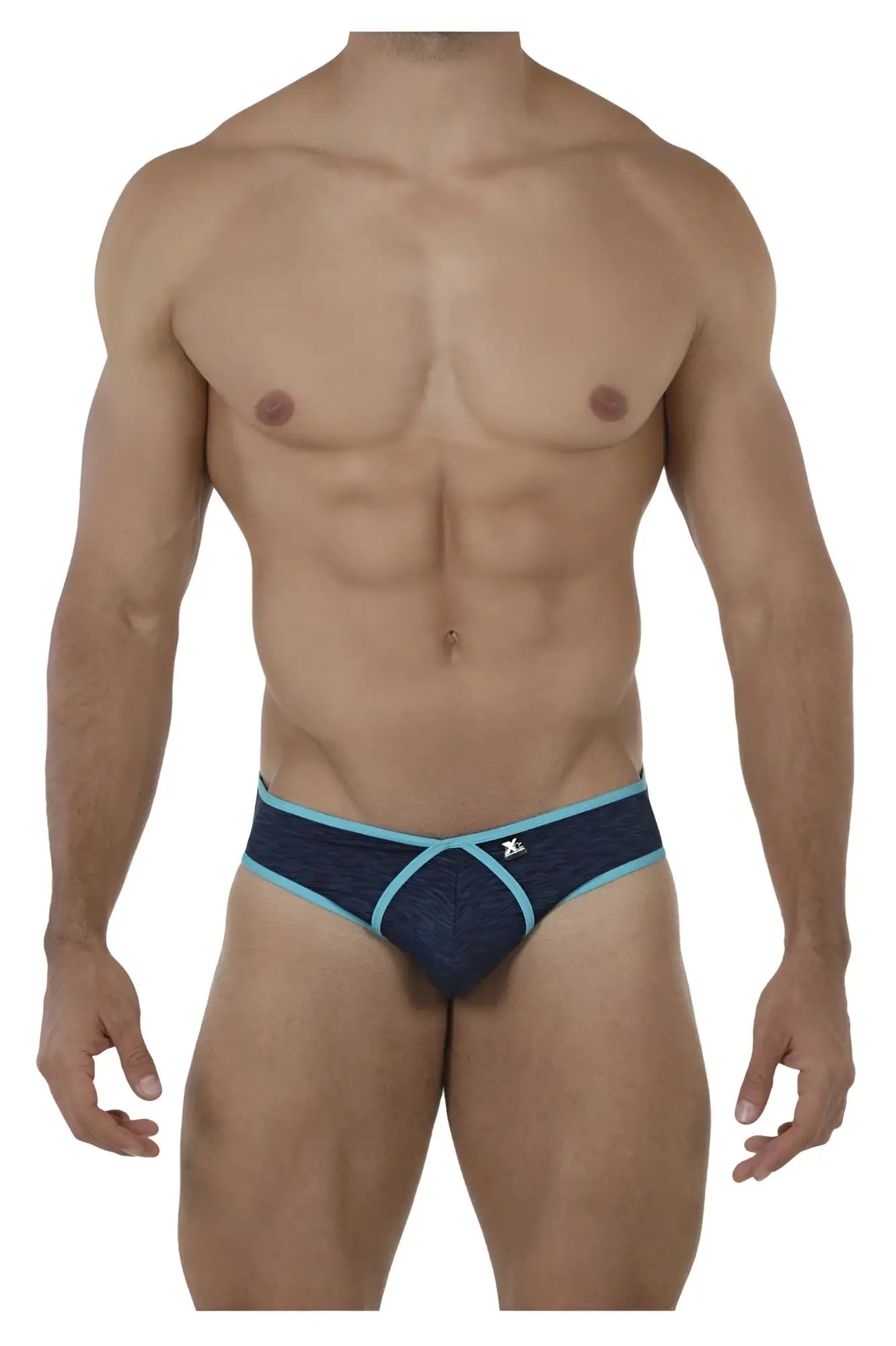 Xtremen 91074 microfiber briefs in dark blue feature a navy and light blue patterned design with subtle texture