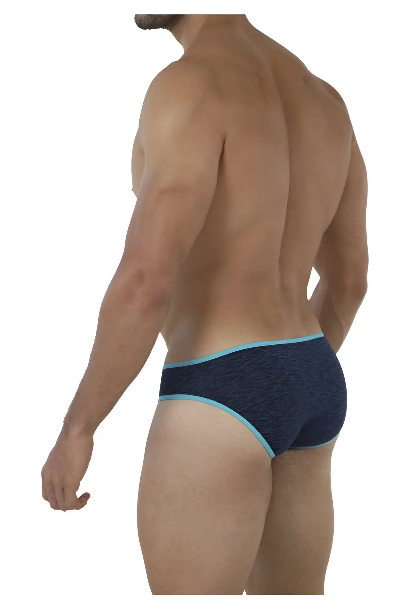 Dark blue xtremen 91074 microfiber men’s briefs with light blue trim and textured fabric for comfortable wear