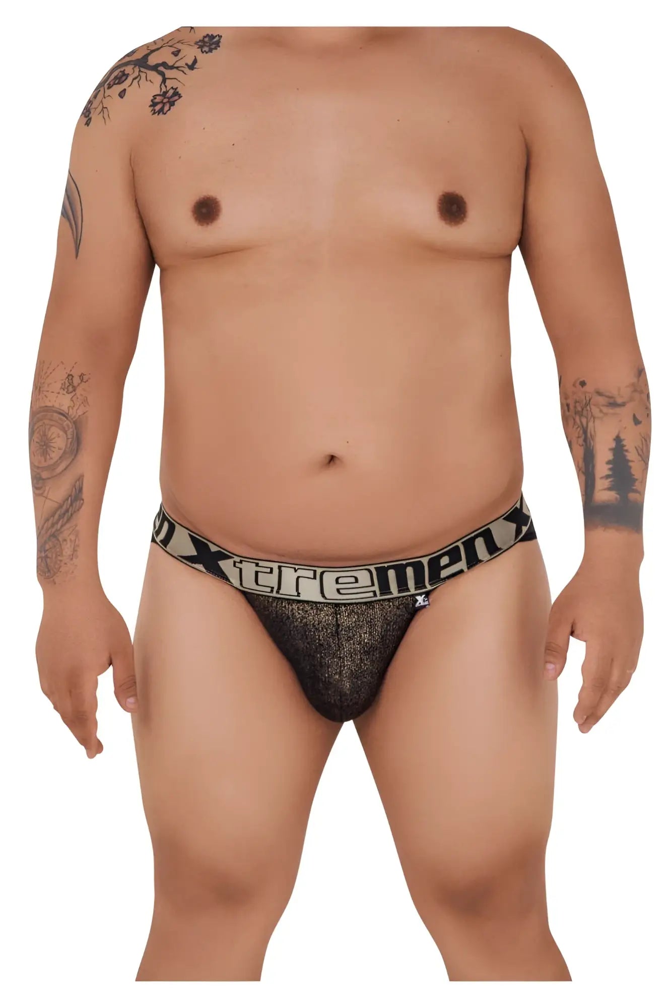 Black textured xtremen 91089x microfiber bikini briefs with bold white and black xtreme logo waistband