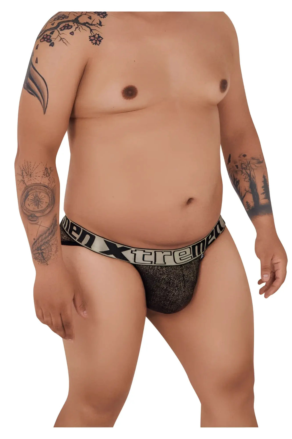Black textured men’s microfiber briefs with white and black xtreme waistband xtremen 91089x frice bikini