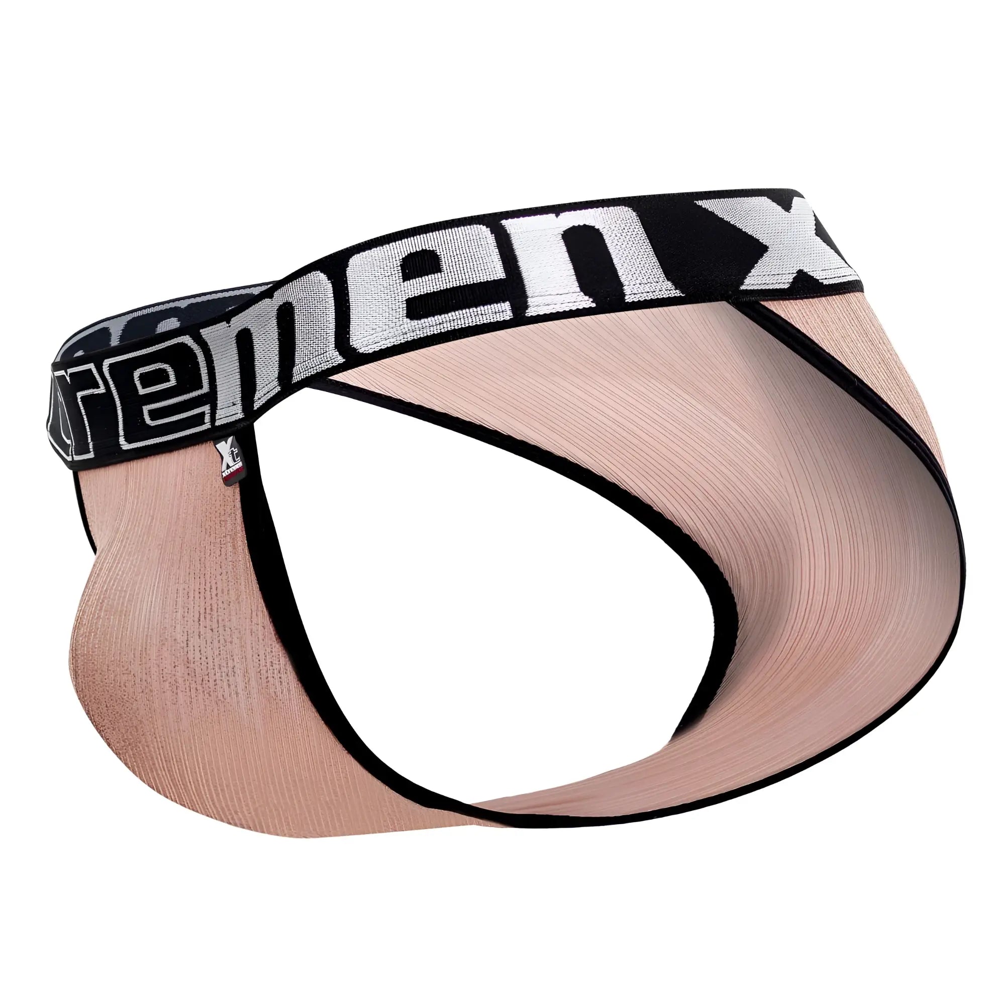 Beige microfiber bikini briefs with black elastic waistband and extreme x logo in white from Xtremen 91089X Frice series