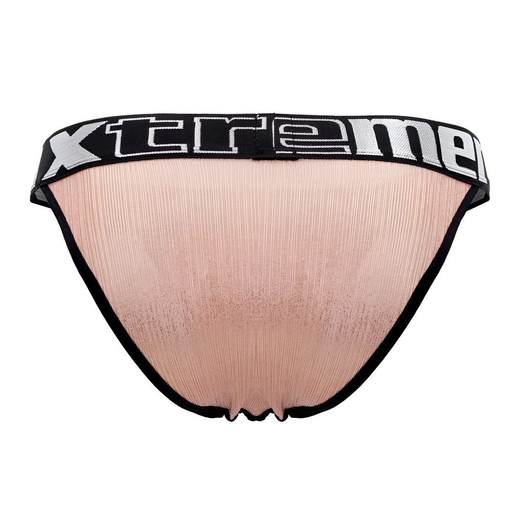 Black and silver xtreme branded mesh briefs with ribbed texture in microfiber bikini style for men