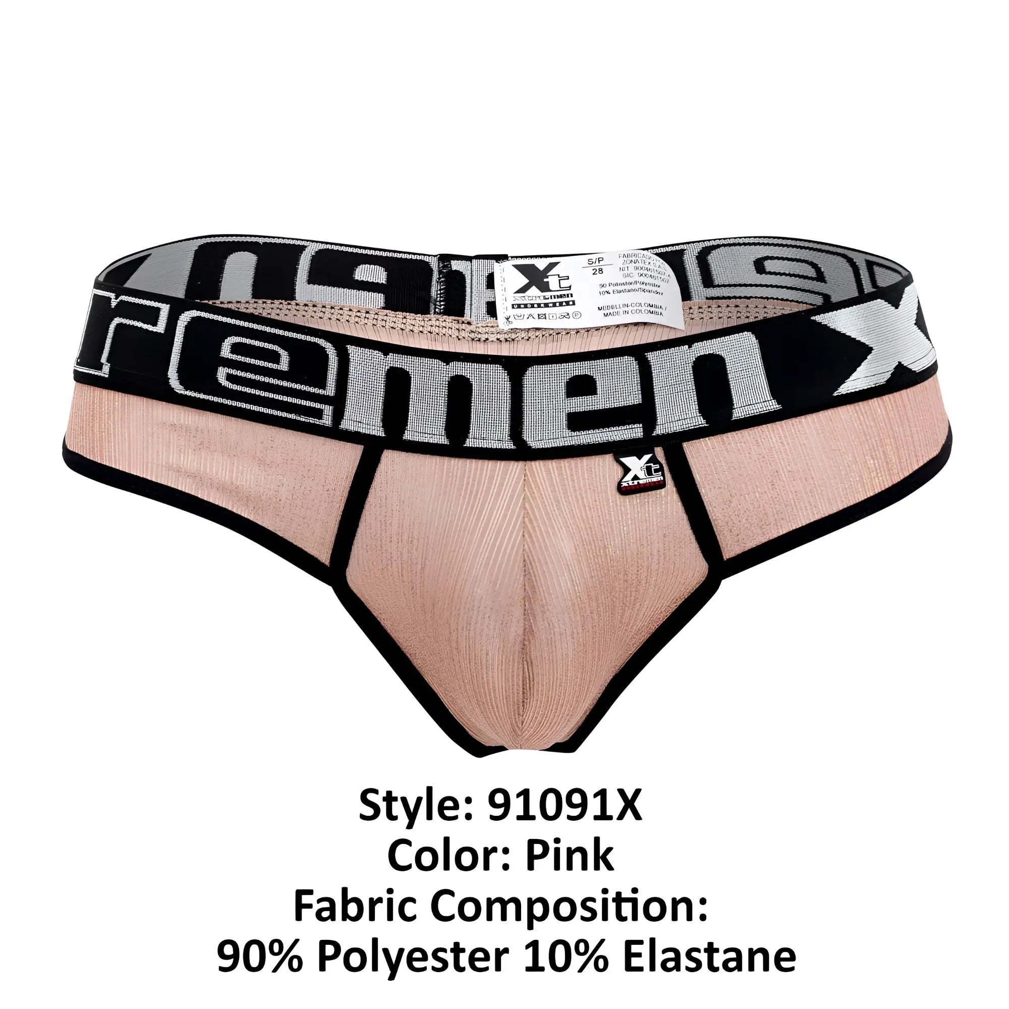 Pink xtremen 91091x microfiber men’s briefs with black gray xtreme waistband made of 90 polyester 10 elastane