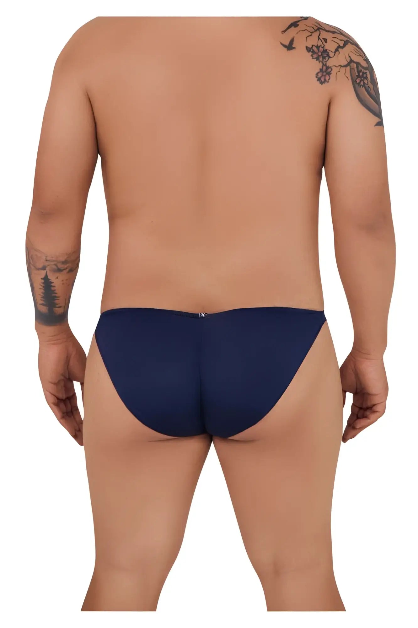 Xtremen 91093x microfiber bikini dark blue briefs with smooth fabric and small metallic clasp viewed from the back