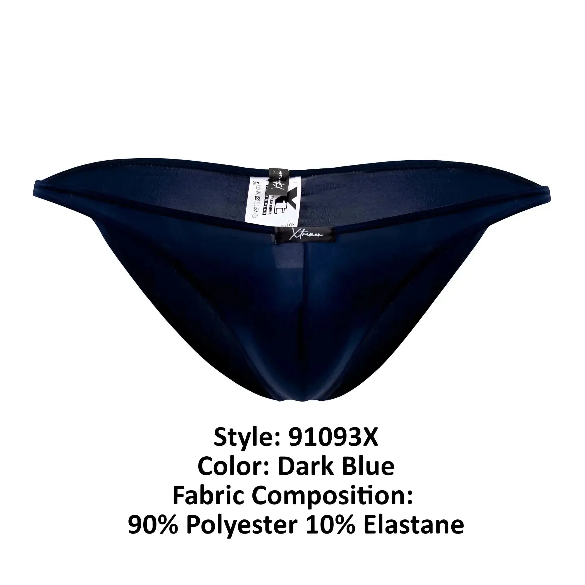Dark blue form-fitting thong bikini made of 90% polyester 10% elastane from Xtremen 91093X microfiber collection