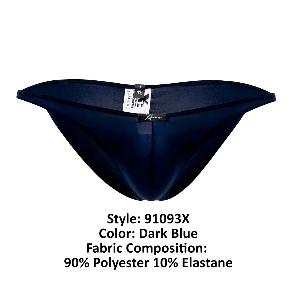 Dark blue form-fitting thong bikini made of 90% polyester 10% elastane from Xtremen 91093X microfiber collection