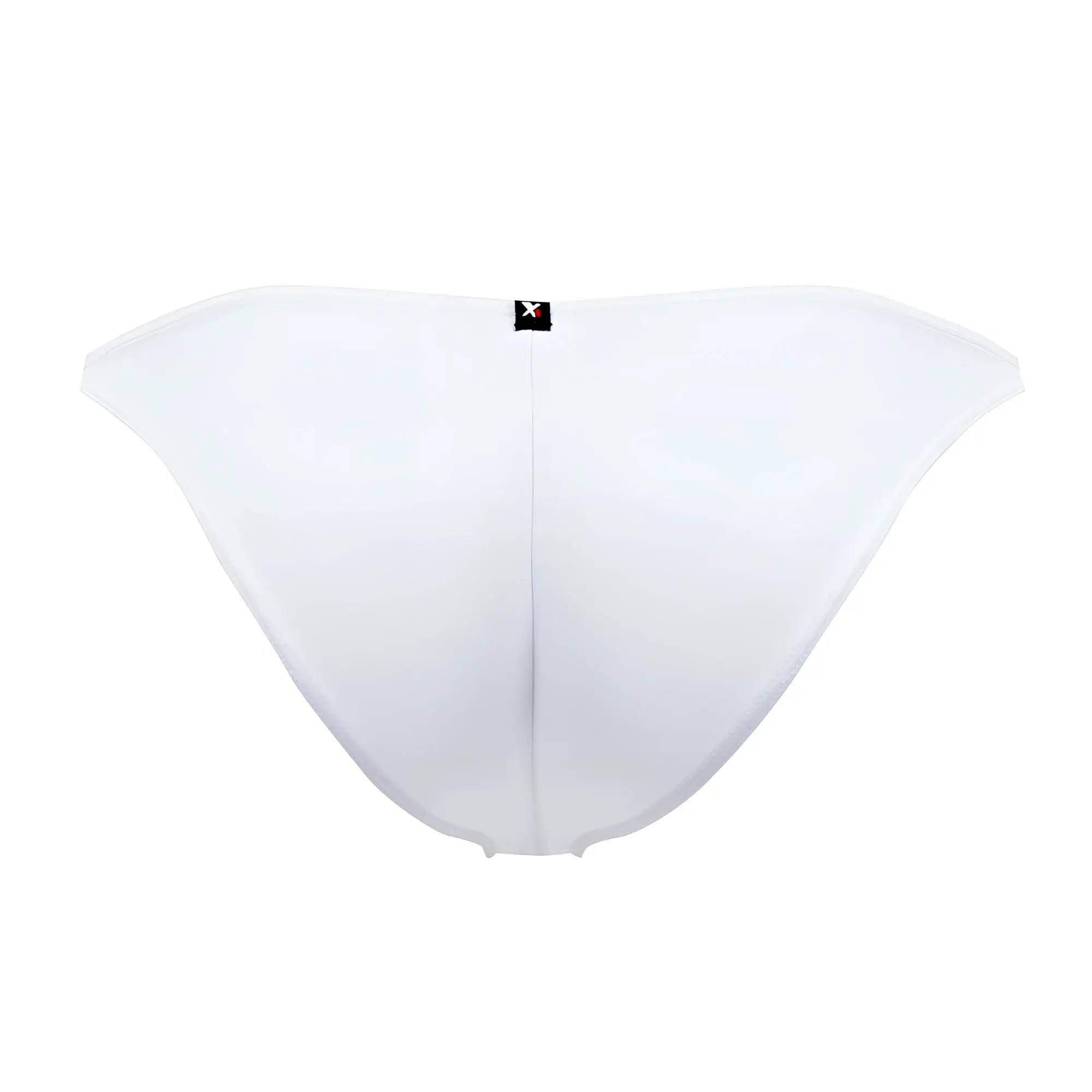 White xtremen 91093x microfiber bikini briefs in minimalist form-fitting design with small black logo on the back