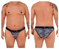 Black and gray patterned Xtremen 91098X microfiber mesh bikini briefs with textured mesh-like fabric design