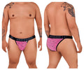 Pink and black patterned xtremen 91098x microfiber mesh bikini briefs with textured weave design for men