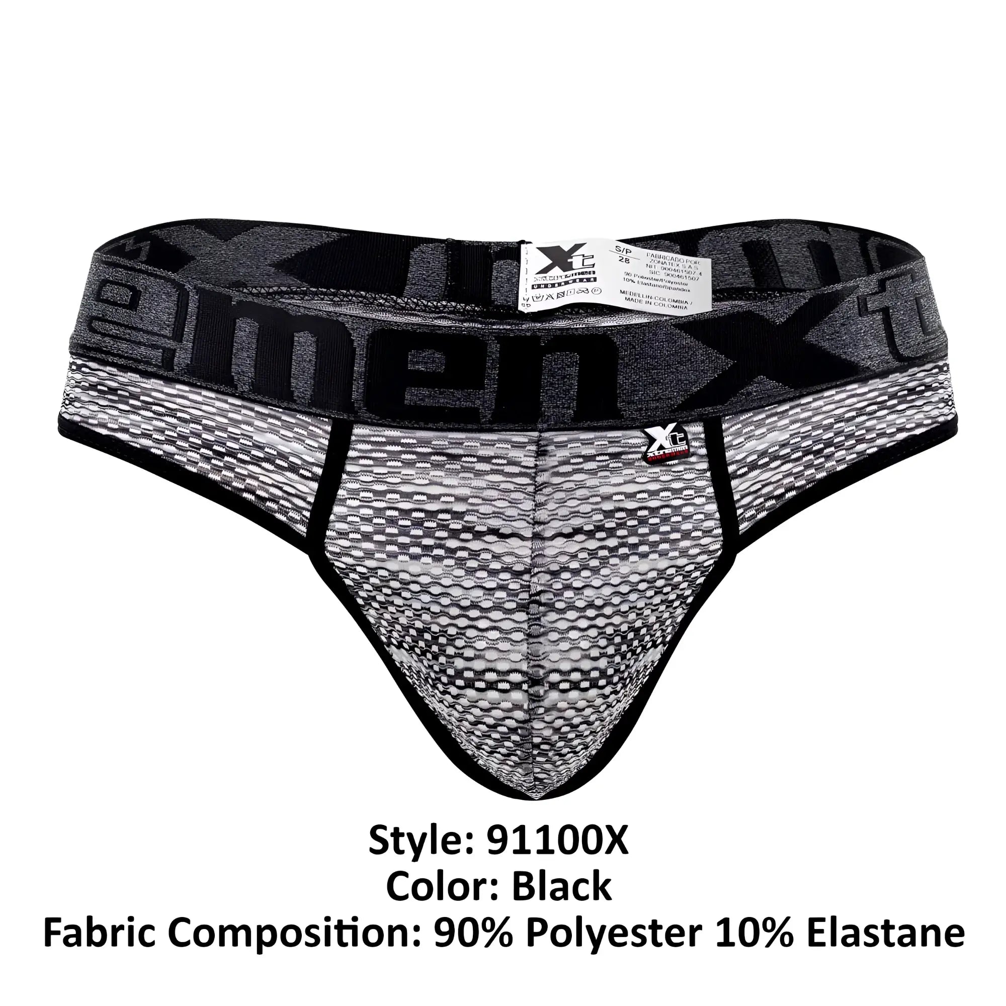 Black xtremen 91100x microfiber mesh briefs with textured fabric and bold xtreme branding on waistband