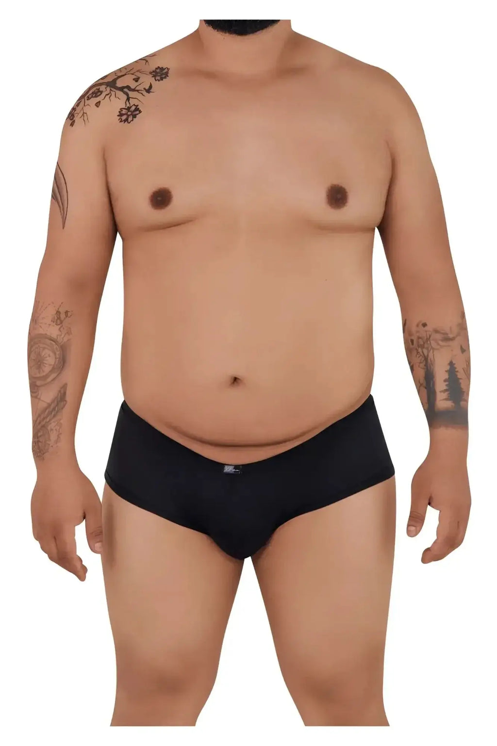 Black xtremen 91103x microfiber trunks with subtle logo on waistband shown from the front