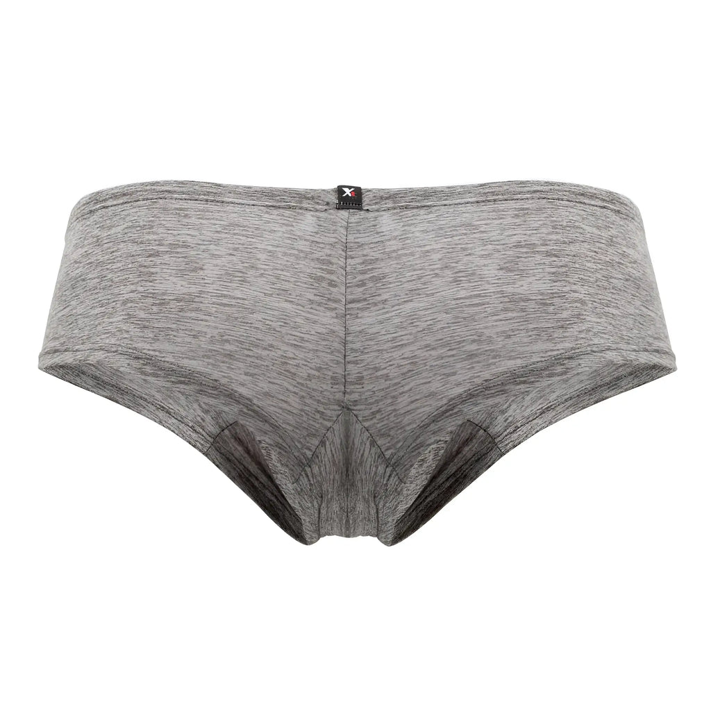 Xtremen 91103x microfiber trunks in jasper gray featuring gray heathered fabric and a black brand tag on the waistband