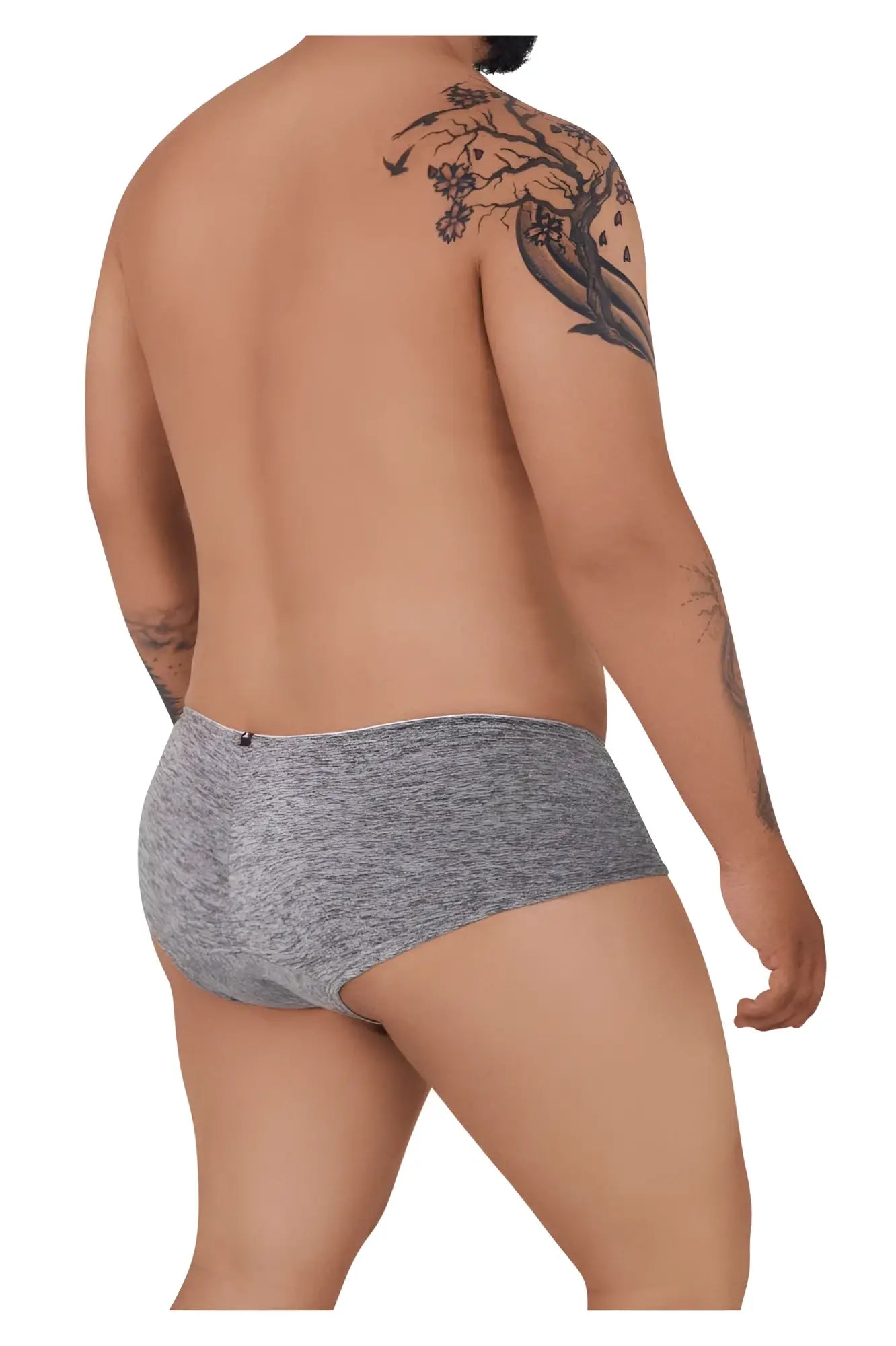 Gray heathered xtremen 91103x microfiber trunks with subtle texture and black brand tag at waistband in jasper gray