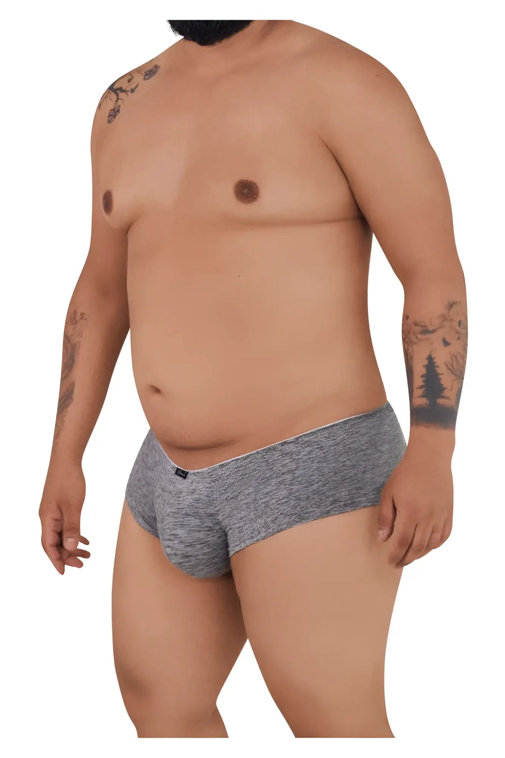 Xtremen 91103x microfiber trunks in jasper gray heathered fabric with subtle white trim along the waistband