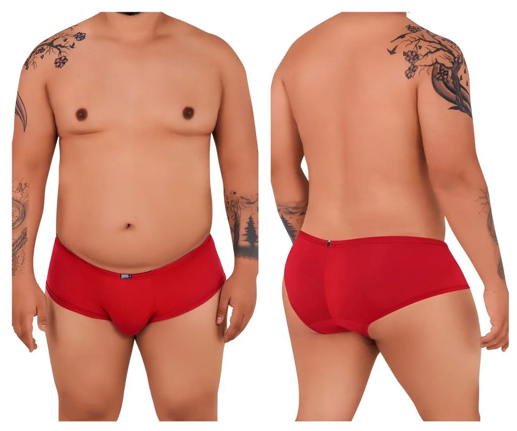 Red xtremen 91103x microfiber trunks with smooth form fitting fabric and subtle waistband branding