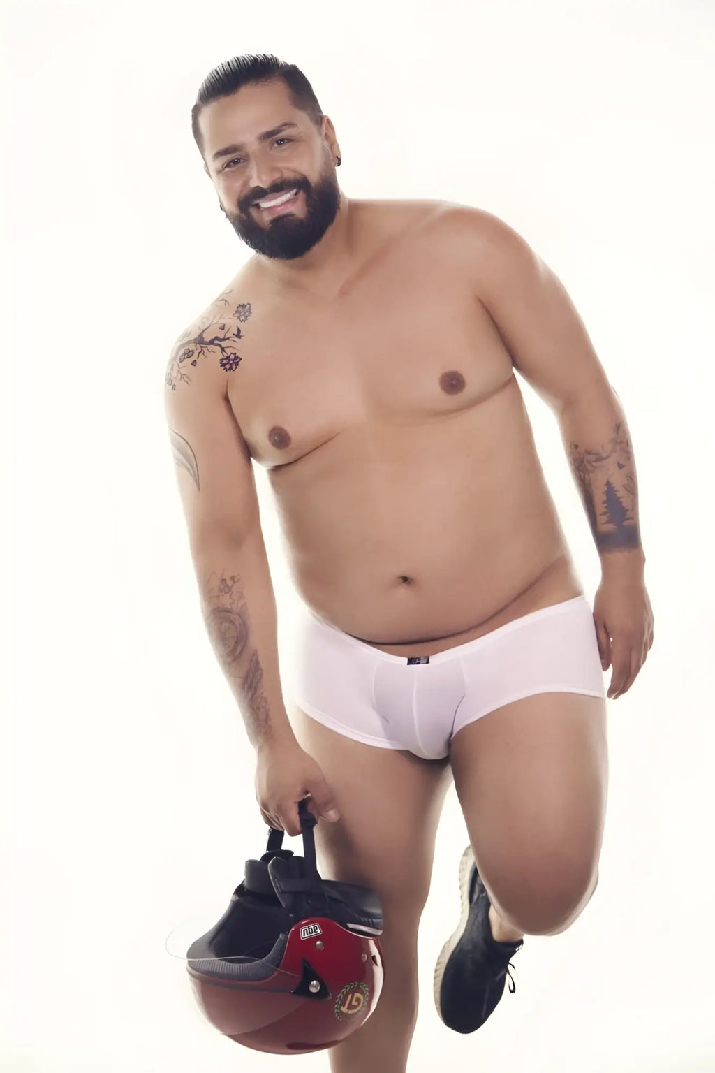 White xtremen 91103x microfiber trunks with a small black logo on the waistband front view
