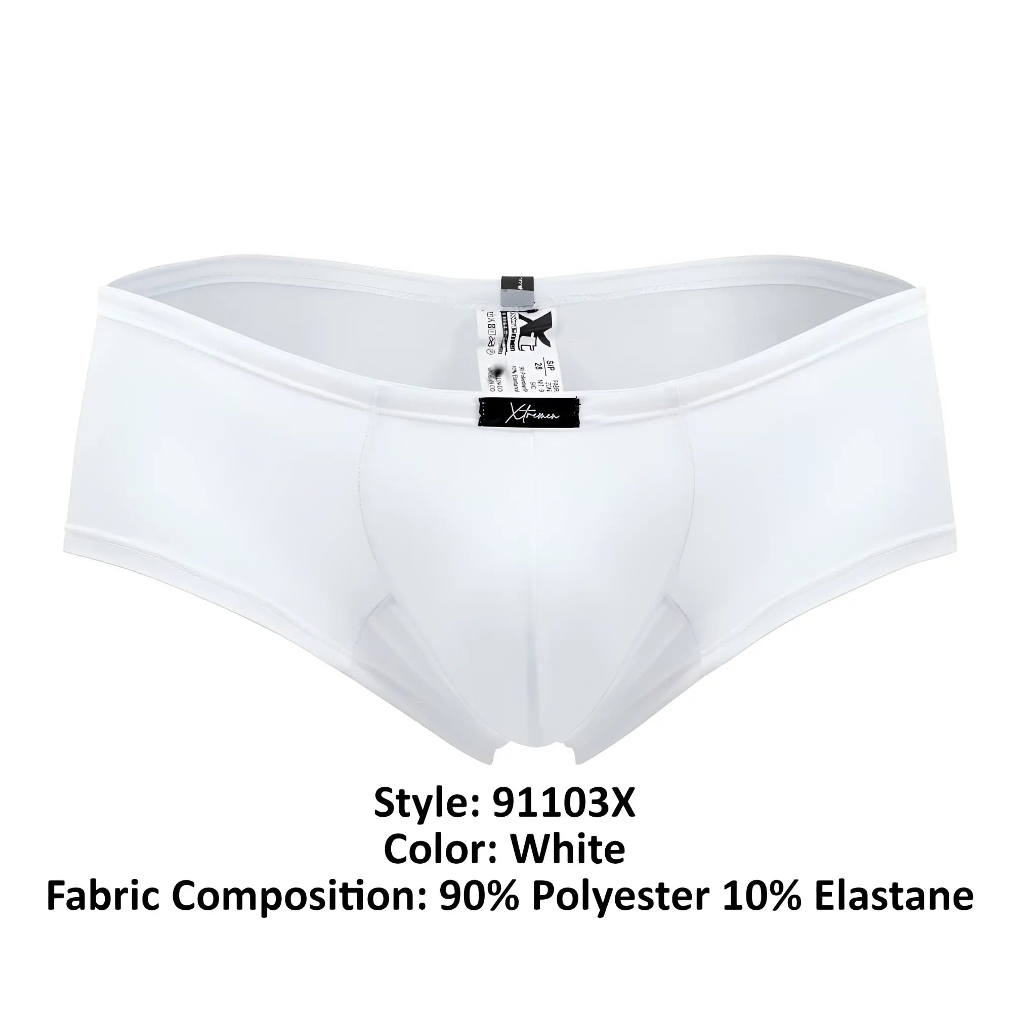 White xtremen 91103x microfiber trunks made of 90% polyester 10% elastane with branded waistband tag