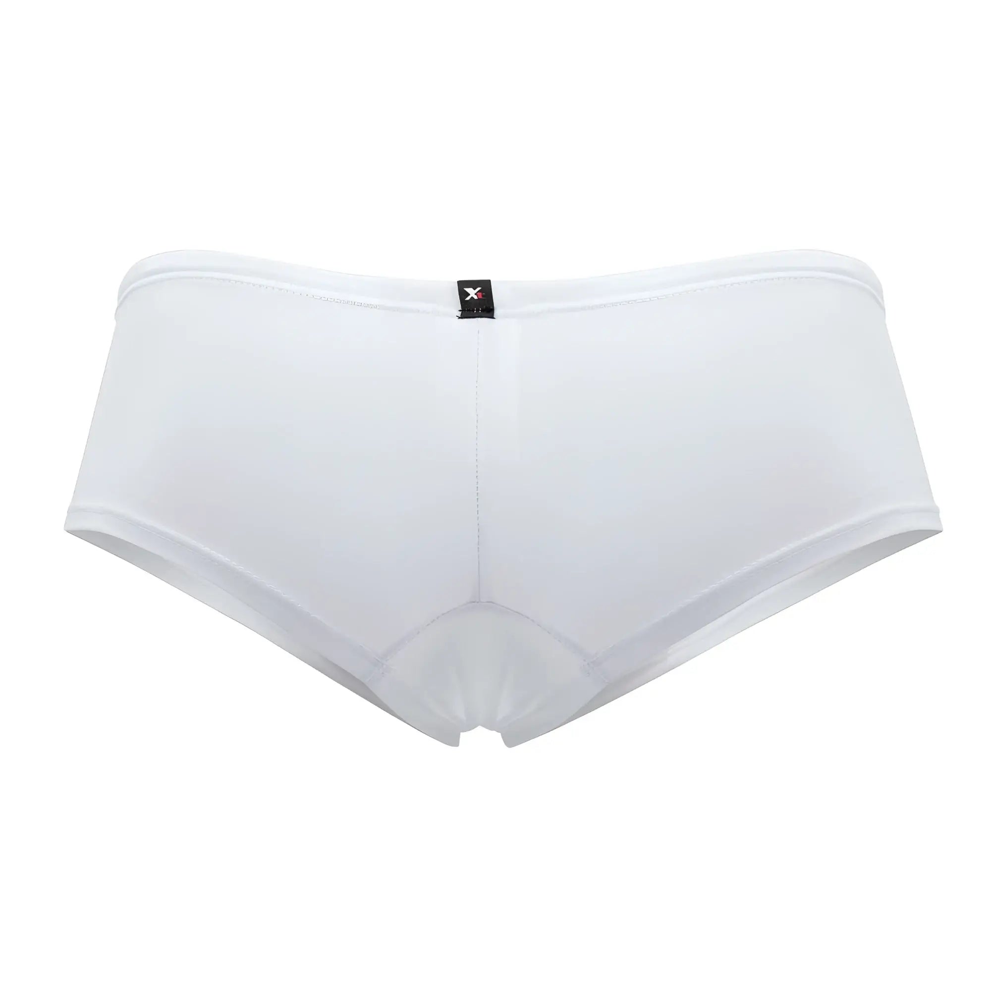 Xtremen 91103x microfiber trunks in white with seamless briefs design subtle sheen and small black brand tag at waistband