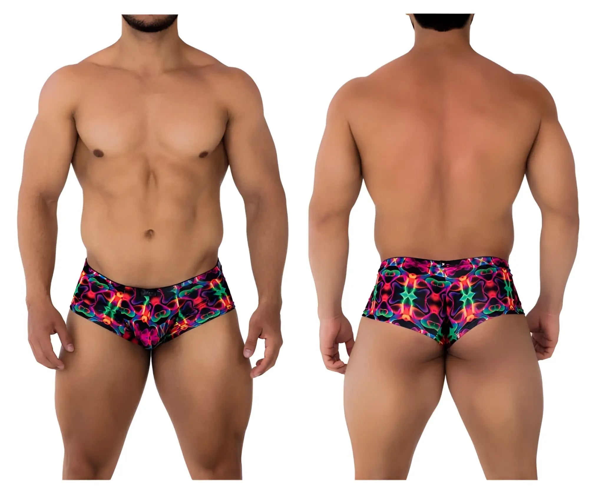 Xtremen 91170 printed trunks vibrant neon-patterned swim trunks with bold glowing pink green and blue design