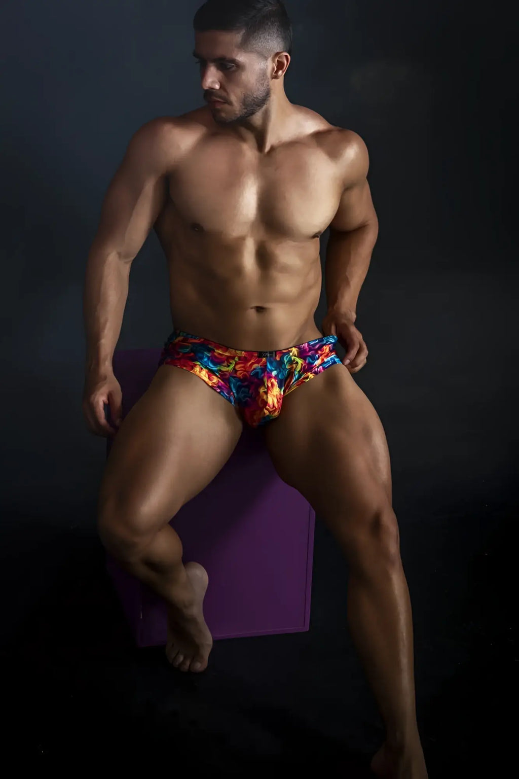 Xtremen 91170 printed trunks in vibrant flame pattern with bold reds blues and yellows for stylish swimwear