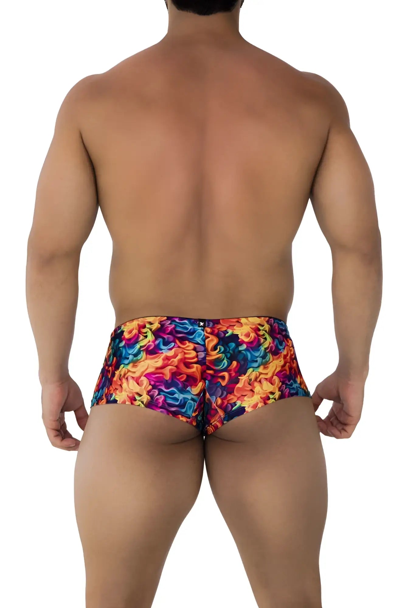 Xtremen 91170 printed trunks with vibrant multicolored flame pattern designed for bold swimwear style