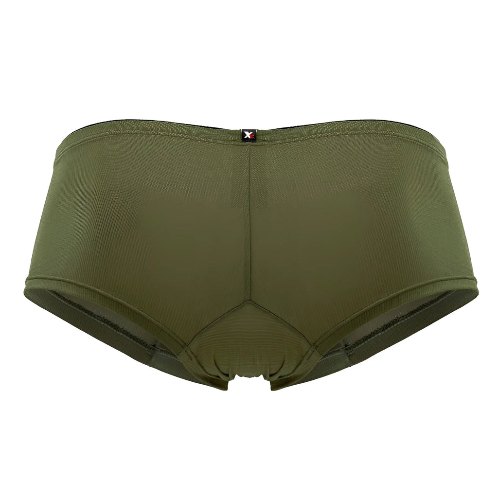 Olive green xtremen 91175 microfiber trunks for men with textured fabric and black trim