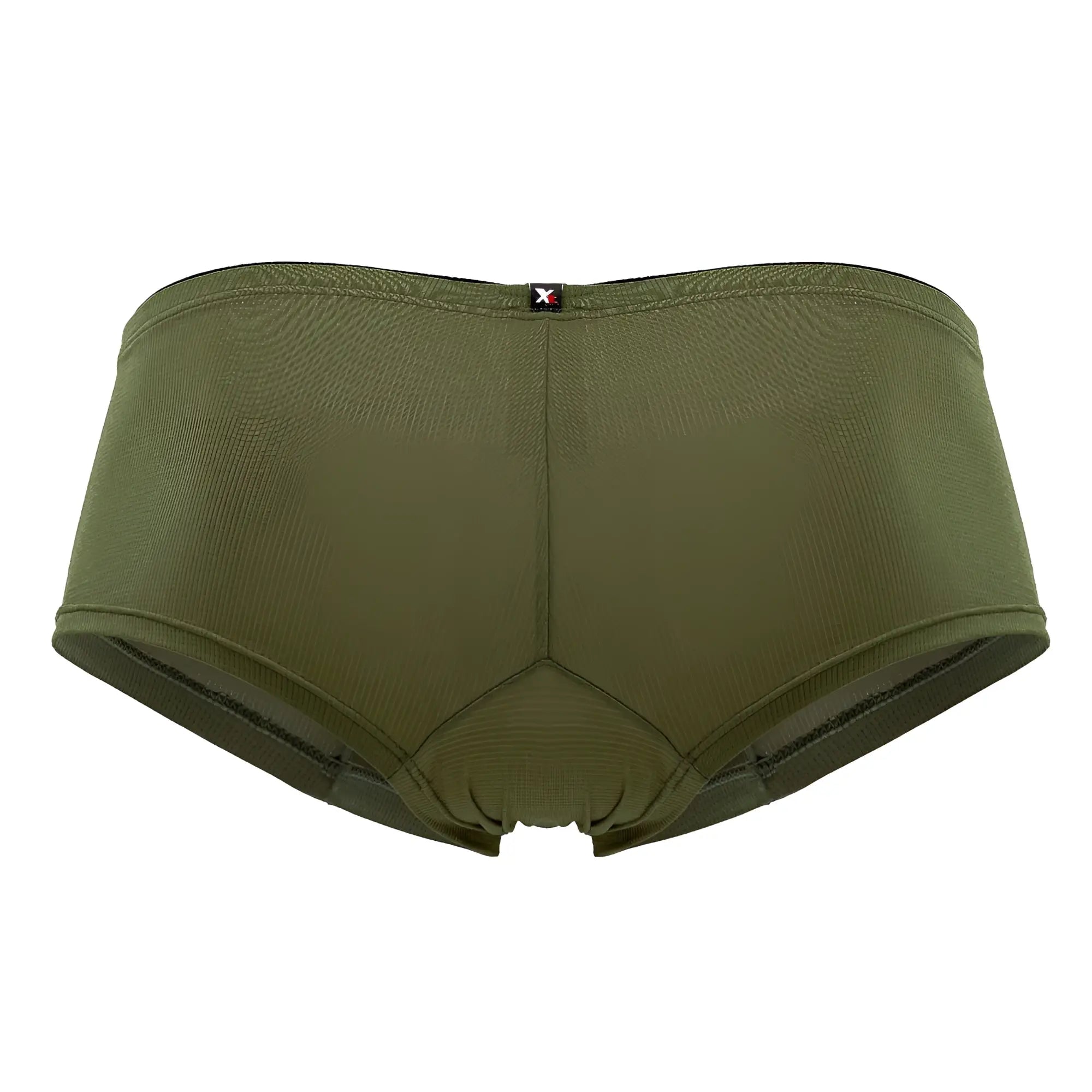 Olive green xtremen 91175 microfiber trunks for men with textured fabric and black trim