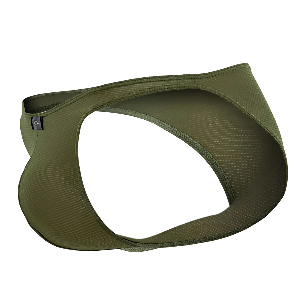 Xtremen 91177 olive green microfiber bikini briefs with textured stretchy fabric and reinforced seams